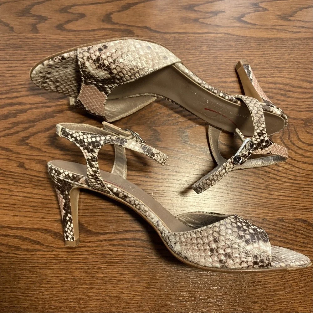 VTG AGL Attilio Giusti Leombruni Embossed Python Snakeskin Heel Women 7 38 Italy
